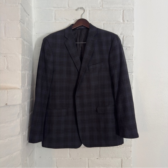 Calvin Klein Other - Calvin Klein Gray Windowpane Wool Sport Coat 48R Extreme Slim Fit Blazer